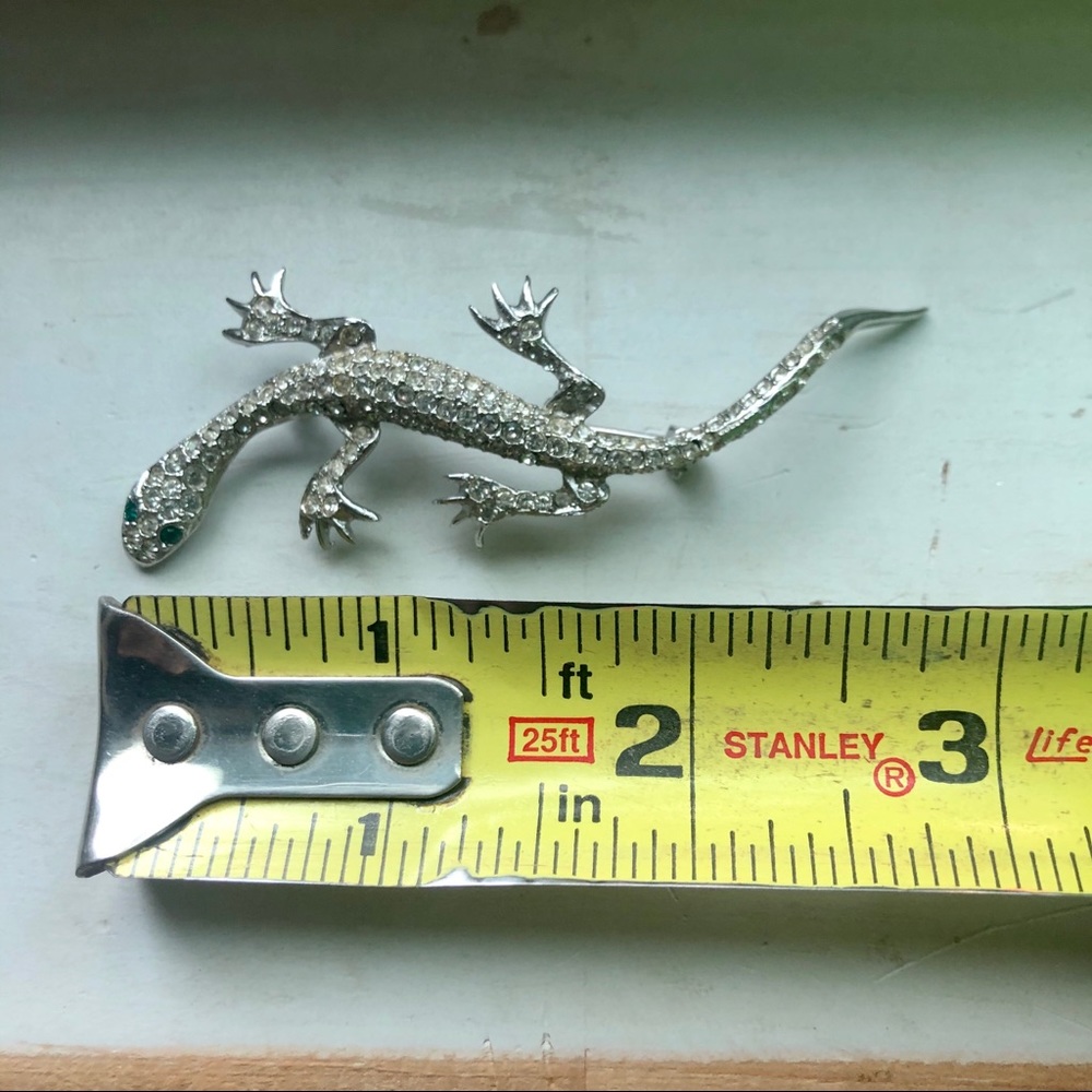 Vintage crystal lizard pin - Picture 7 of 12